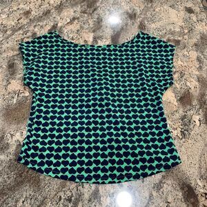 P.O.P. Hearts Cross Back Blouse sz S EUC